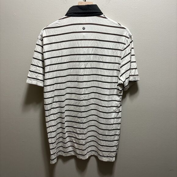 lululemon athletica Black and White Striped Polo Shirt - Picture 6 of 14